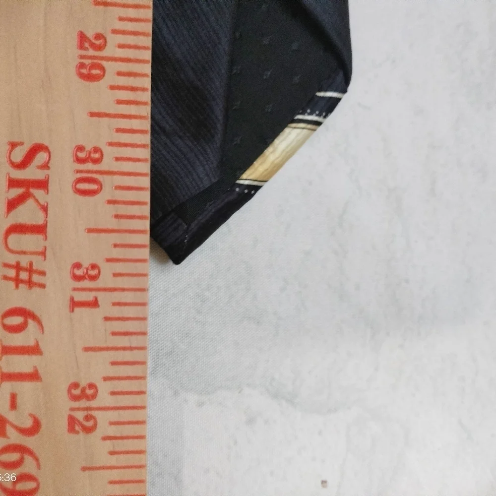 J. Blades Necktie Tie Silk Black and Gold Men's Handmade Black Gold Abstract